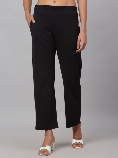 neudis black regular fit mid rise trousers