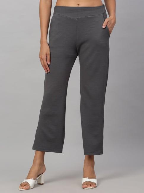 neudis grey regular fit mid rise trousers