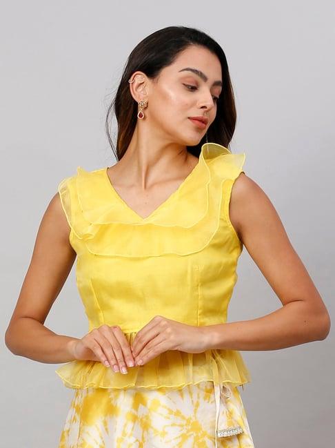 neudis yellow organza peplum top