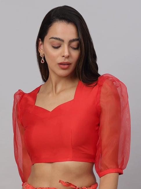 neudis red organza crop top