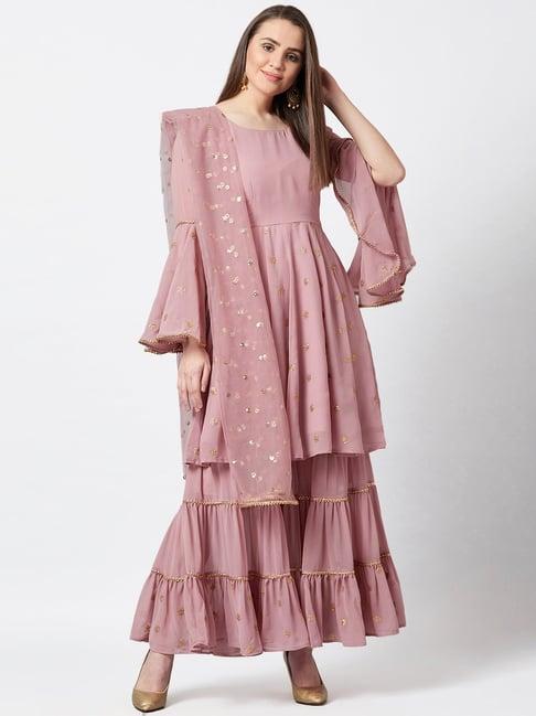 panit pink embellished kurta & sharara set