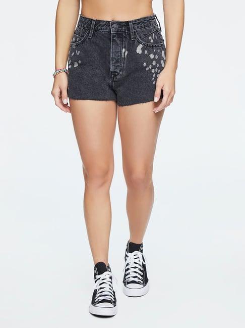 forever 21 dark grey printed shorts