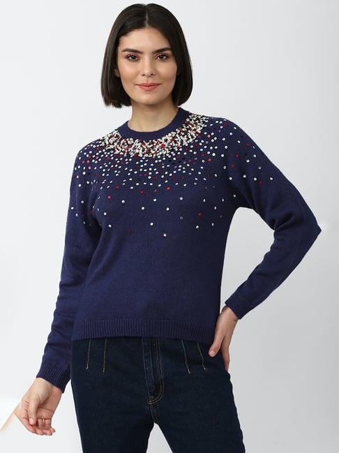 forever 21 navy embellished sweater