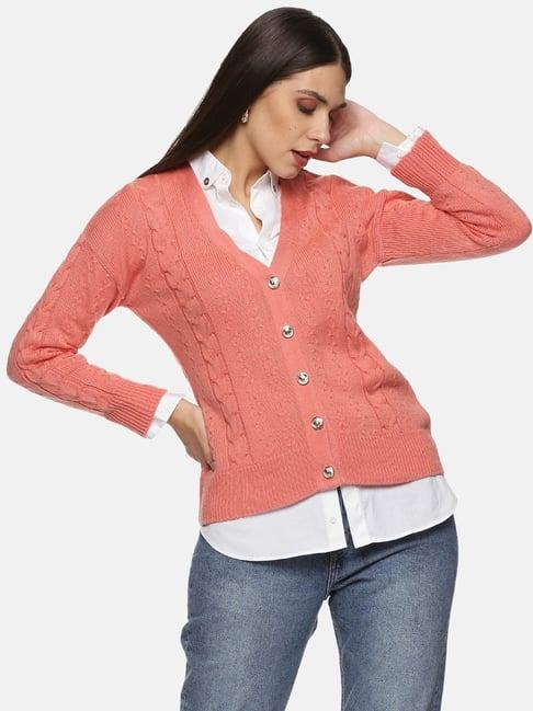 isu peach v neck sweater