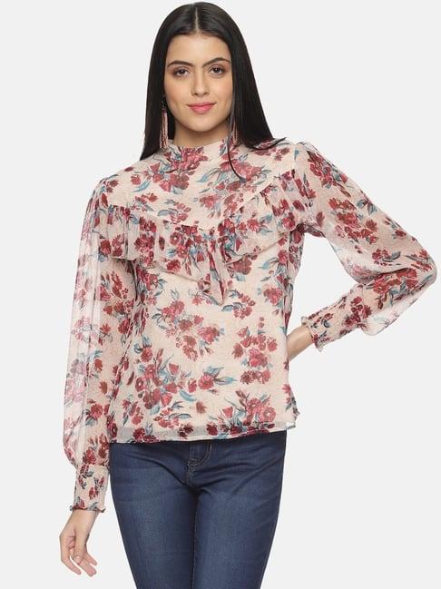 isu off-white floral print top