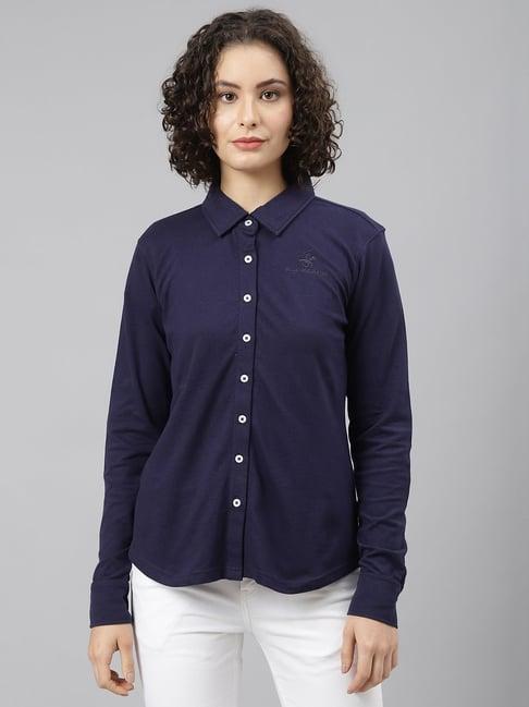 beverly hills polo club navy regular fit shirt