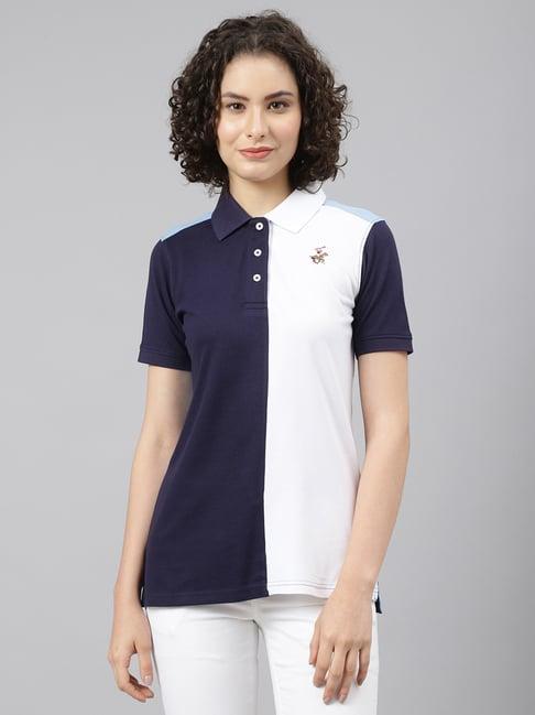 beverly hills polo club navy & white color-block t-shirt