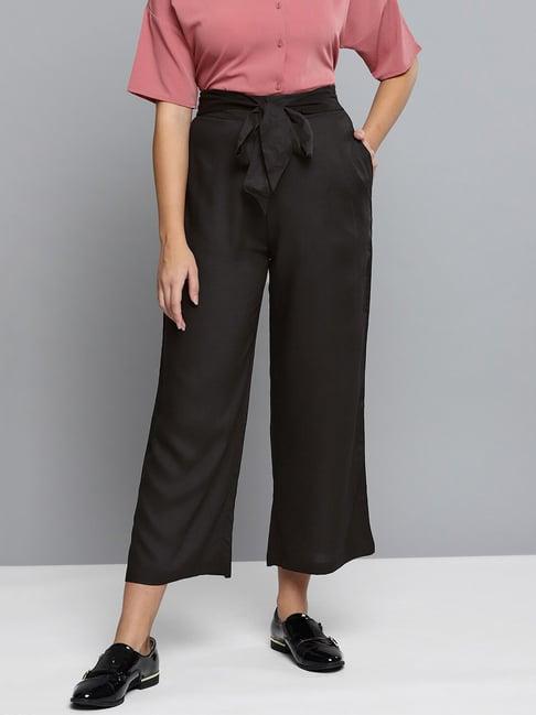 carlton london black high rise regular fit parallel trousers