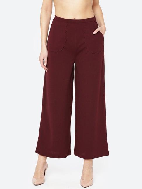 carlton london maroon mid rise straight fit culottes