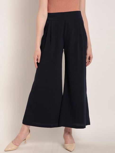 rare navy mid rise regular fit culottes