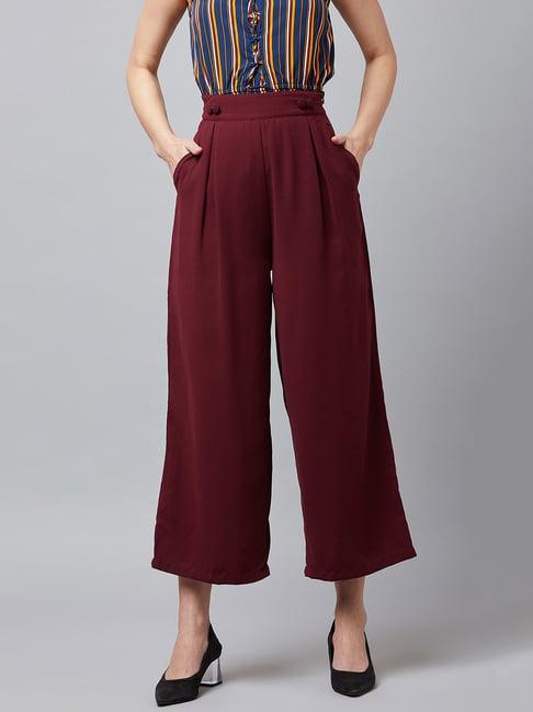 rare maroon mid rise regular fit trousers