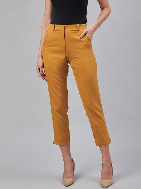 marie claire mustard mid rise regular fit trousers