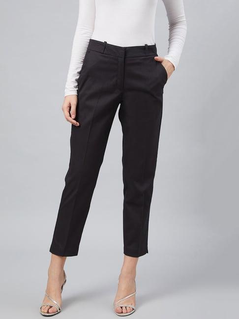 marie claire black mid rise regular fit trousers