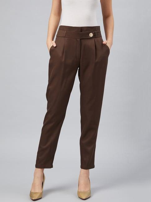 marie claire dark brown high rise regular fit trousers