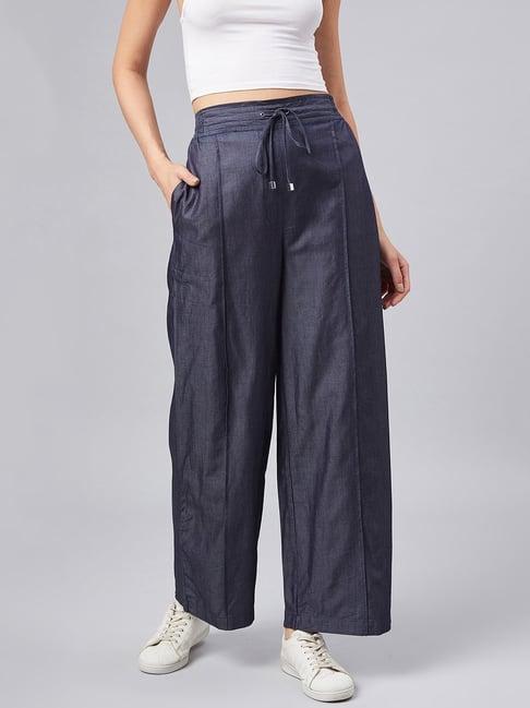 marie claire navy mid rise regular fit trousers