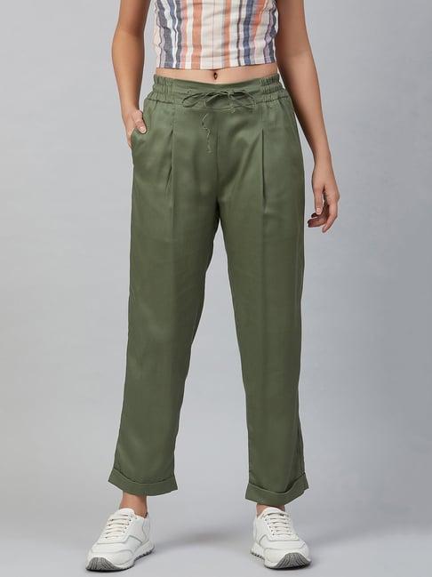 marie claire green mid rise regular fit trousers