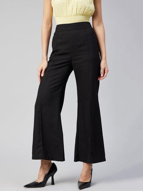 marie claire black mid rise regular fit trousers