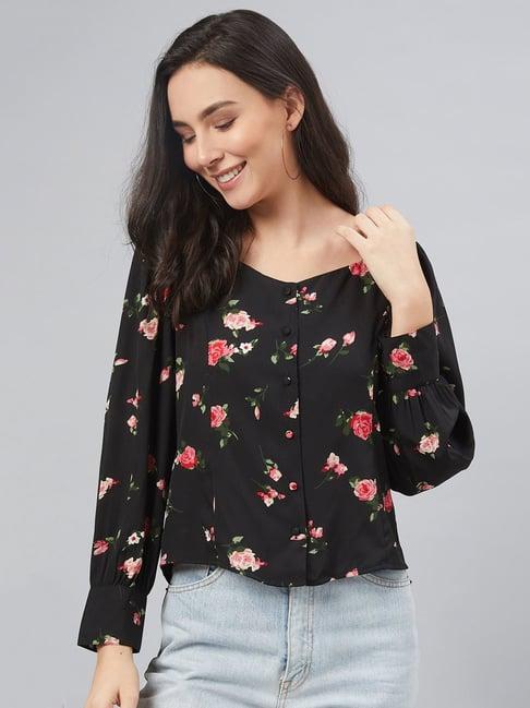 rare black floral print shirt