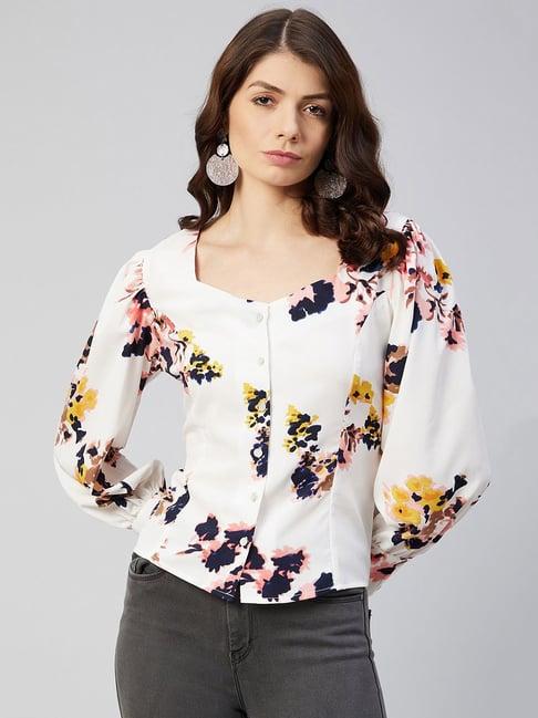 rare white floral print shirt