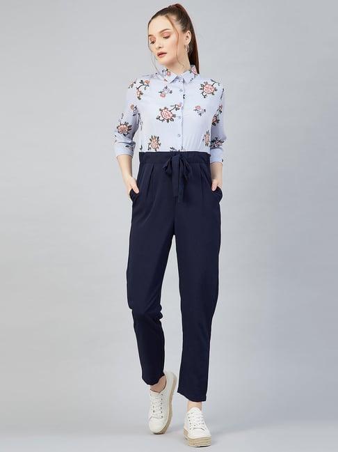 rare blue floral print jumpsuit