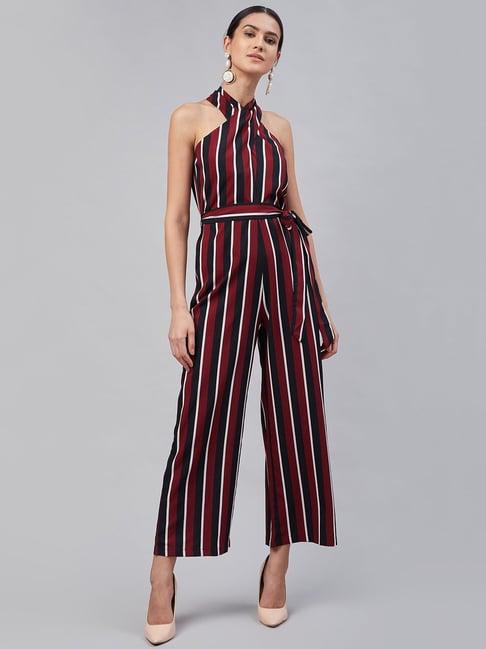 rare maroon striped jumpsuit