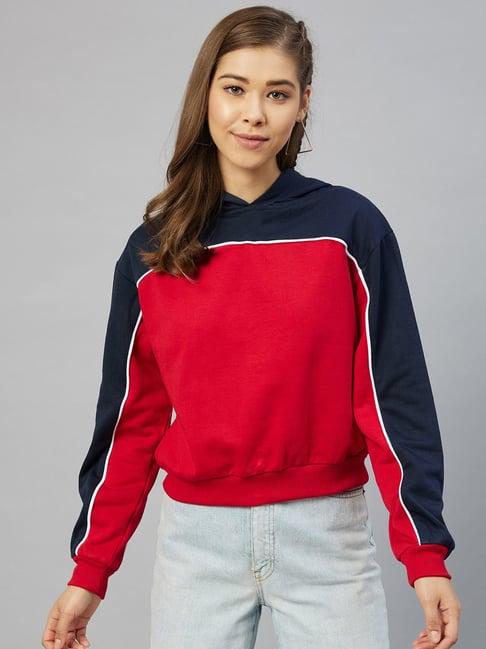 carlton london red color-block hoodie