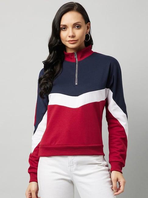 rare navy & maroon color-block pullover