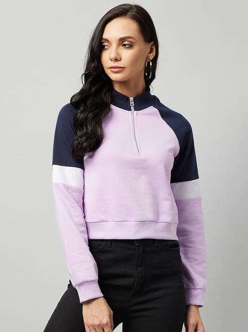 marie claire light purple color-block pullover