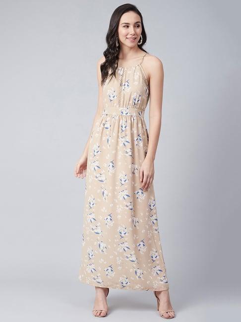 carlton london beige floral print maxi dress