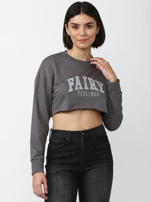 forever 21 grey graphic print crop top