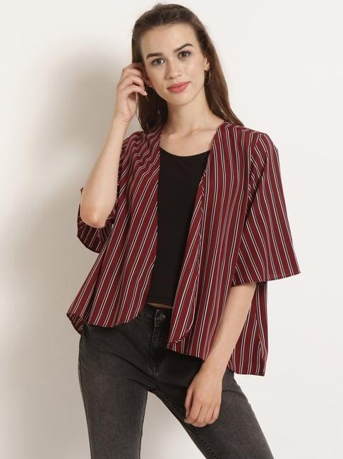 rare maroon striped shrug