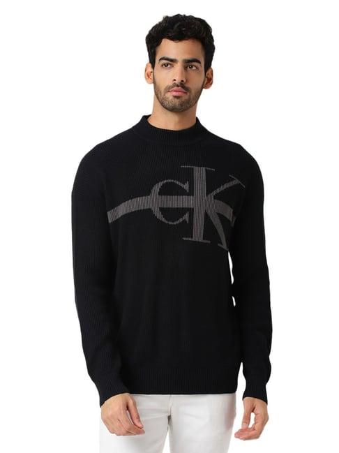 calvin klein jeans black logo comfort fit sweater