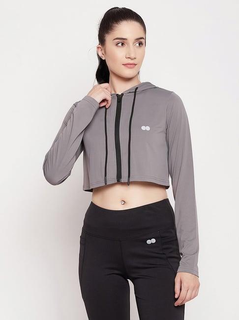 clovia grey sports hoodie