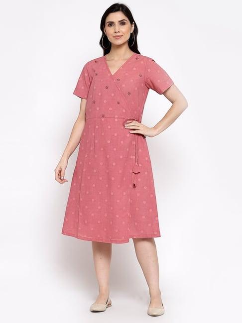 dart studio peach cotton embroidered a-line dress