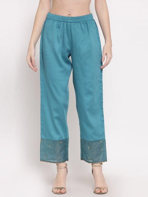 dart studio blue embroidered palazzos