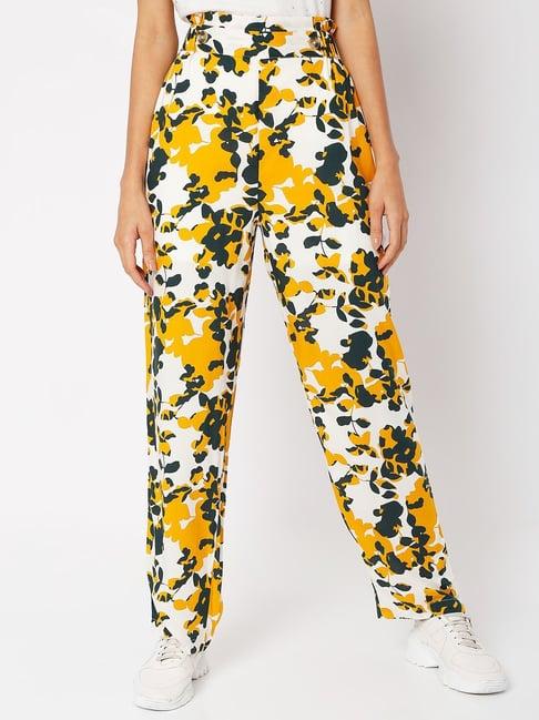 vero moda multicolor floral print trousers