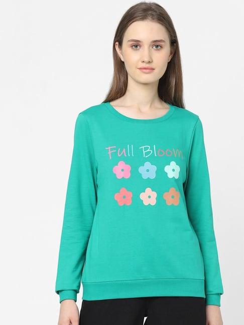 vero moda green floral print sweatshirt