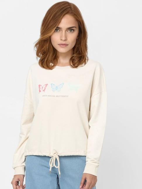 vero moda beige graphic print sweatshirt