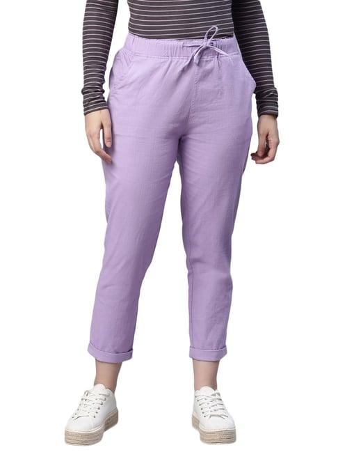 global republic lilac cotton mid rise pants