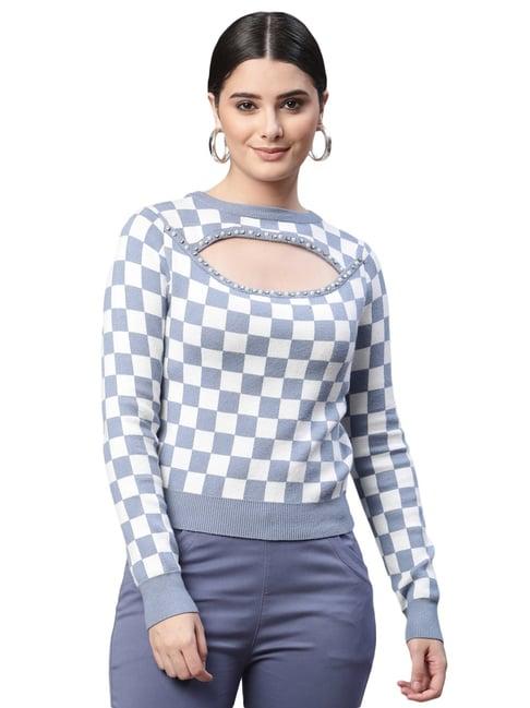 global republic blue chequered pullover