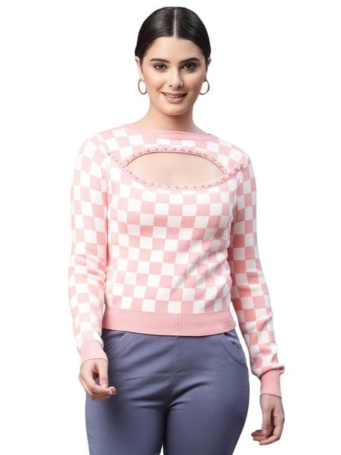 global republic pink chequered pullover