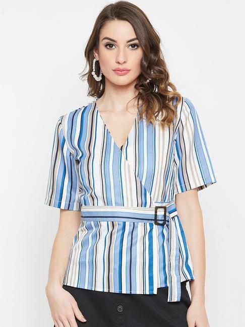 carlton london blue striped peplum top