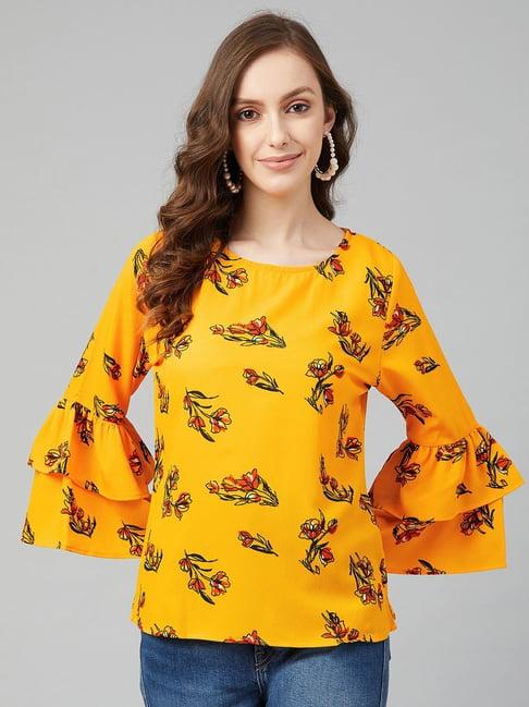 rare mustard floral print top