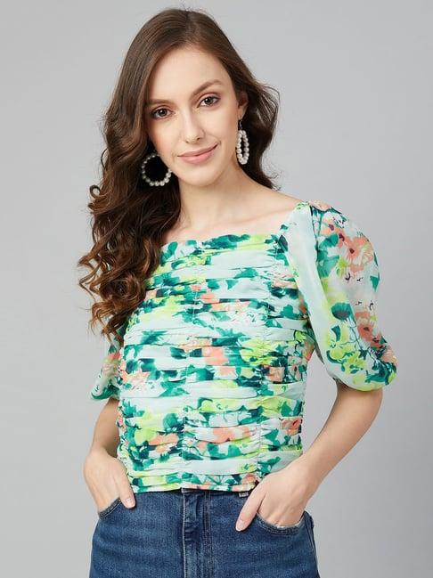 rare green floral print top