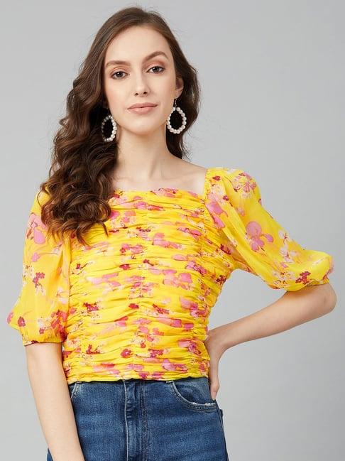 rare yellow floral print top