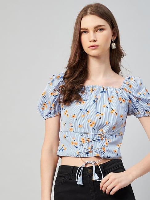 rare blue floral print top