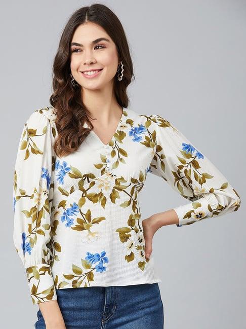 marie claire off white floral print top