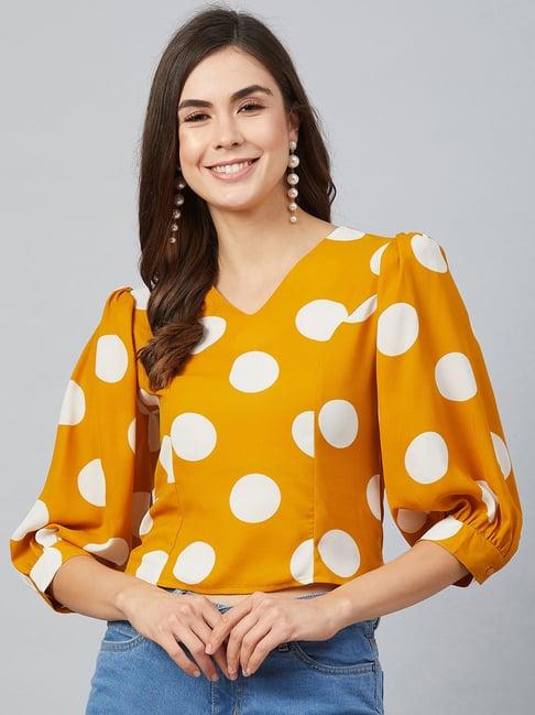 marie claire mustard printed top