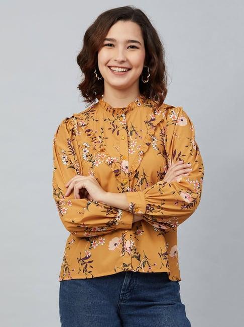 marie claire orange floral print top