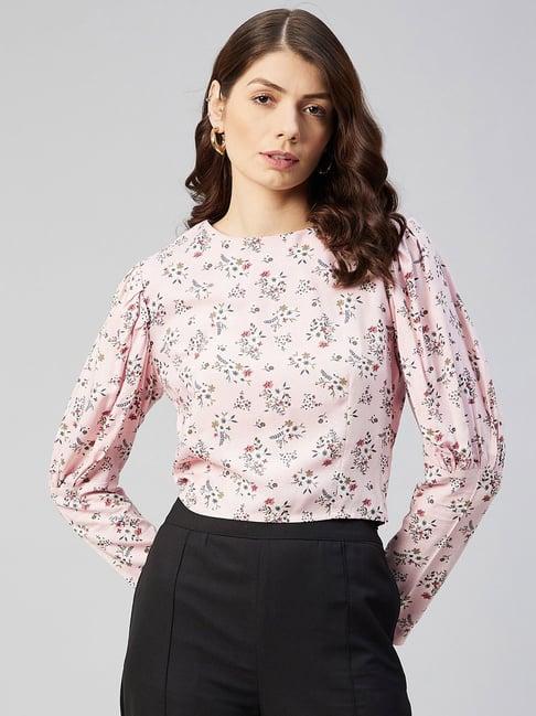 marie claire pink floral print top